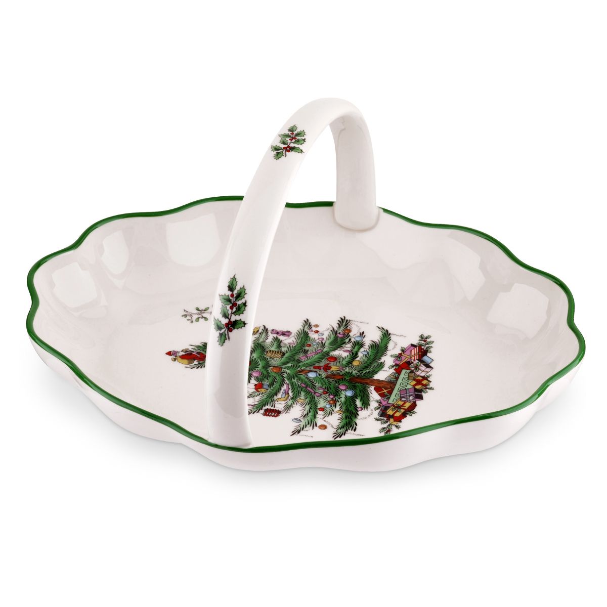 Christmas Tree 6" Basket With Handles image number null